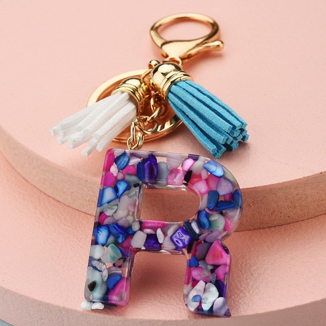 969696  yuhuv test ZOSHI Fashion Tassel Keychains for Keys Women Jewelry A-Z Letters Initial Resin Handbag Pendant Cute Keychain Accessories yuhuv test aja.