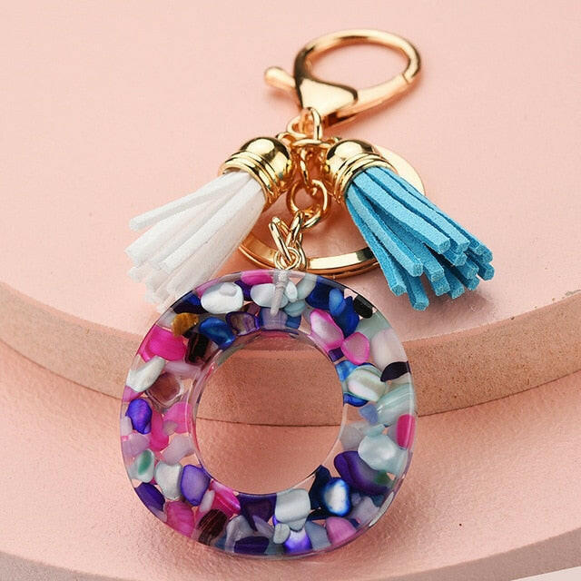 ZOSHI Fashion Tassel Keychains for Keys Women Jewelry A-Z Letters Initial Resin Handbag Pendant Cute Keychain Accessories yuhuv test  yuhuv test022.