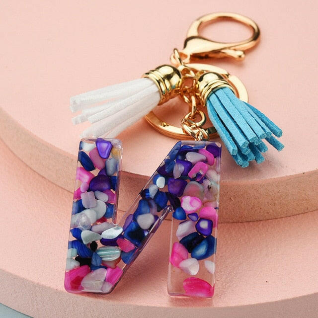 ZOSHI Fashion Tassel Keychains for Keys Women Jewelry A-Z Letters Initial Resin Handbag Pendant Cute Keychain Accessories yuhuv test  yuhuv test022.