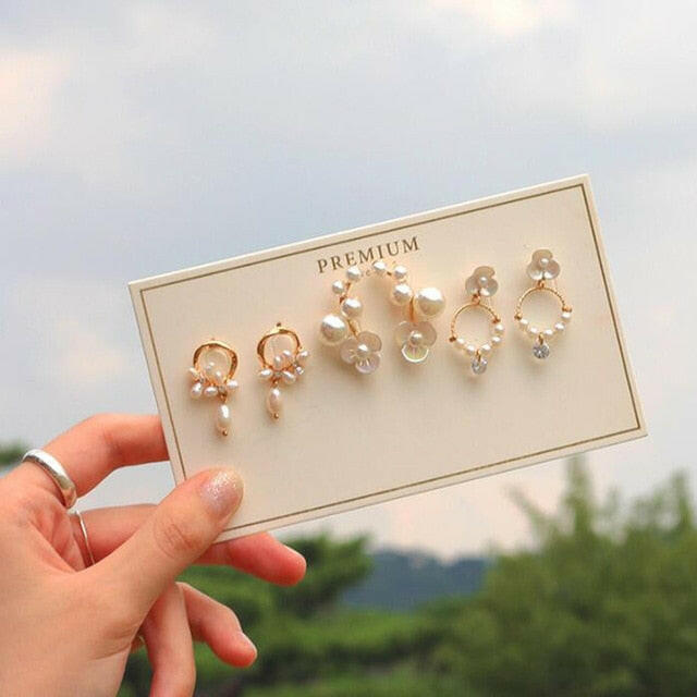 30pairs/lot of great deals New fashion Korean sweet flower heart-shaped bow woman rose gold color earrings set color set yuhuv test  yuhuv test022.