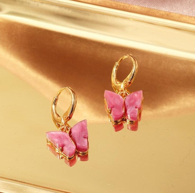 969696  yuhuv test TAFREE Korean new Fashion Earrings Acrylic butterfly shape Jewelry small fresh sweet Drop Earing For woman Cute best gifts E3362 yuhuv test aja.