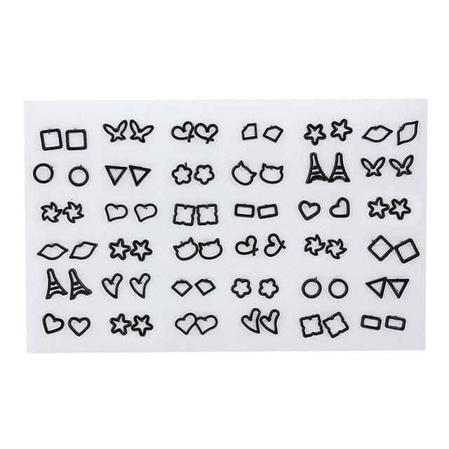 36Pairs/18pairs Earrings Mixed Styles Rhinestone Sun Flower Geometric Animal Plastic Stud Earrings Set For Women Girls Jewelry yuhuv test  yuhuv test022.