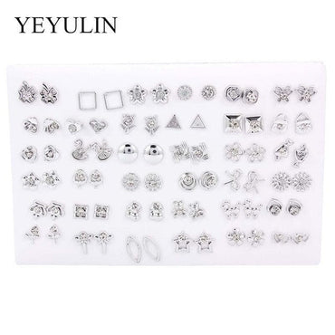 36Pairs/18pairs Earrings Mixed Styles Rhinestone Sun Flower Geometric Animal Plastic Stud Earrings Set For Women Girls Jewelry yuhuv test  yuhuv test022.