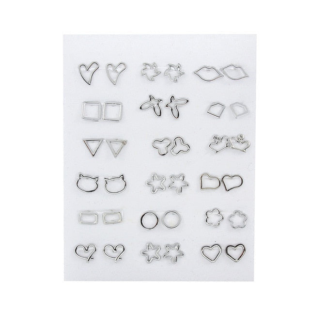 969696  yuhuv test 36Pairs/18pairs Earrings Mixed Styles Rhinestone Sun Flower Geometric Animal Plastic Stud Earrings Set For Women Girls Jewelry yuhuv test aja.