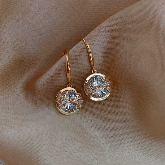 969696 yuhuv test Trendy Round Simple Crystal Dangle Earrings For Women Fashion Sweet Water Drop Pendant Earring Girl Party Birthday Jewelry Gift yuhuv test aja.