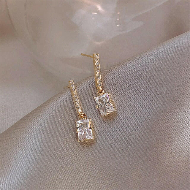 Trendy Round Simple Crystal Dangle Earrings For Women Fashion Sweet Water Drop Pendant Earring Girl Party Birthday Jewelry Gift yuhuv test  yuhuv test022.