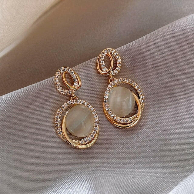 Trendy Round Simple Crystal Dangle Earrings For Women Fashion Sweet Water Drop Pendant Earring Girl Party Birthday Jewelry Gift yuhuv test  yuhuv test022.