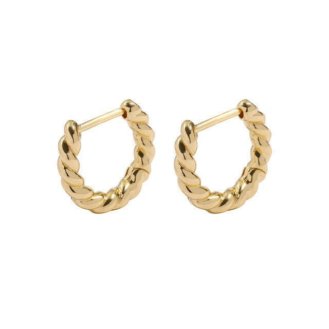 Minimalist Twisted Small Hoop Earrings for Women Fashion Gold Color Metal Circle Tiny Hoops Huggie Ear Buckle Jewelry 2021 yuhuv test  yuhuv test022.