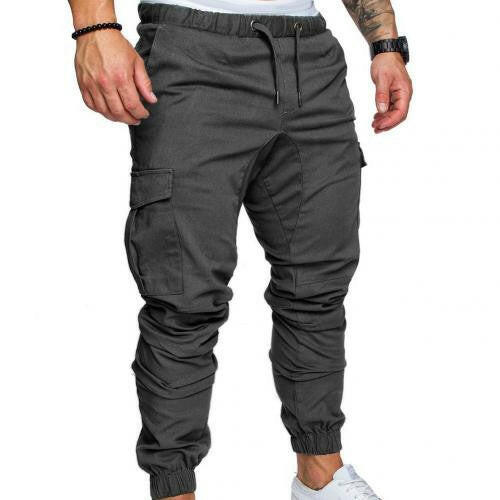 Casual Thin Breathable Tie Drawstring Long Pants Men Casual Solid Color Pockets Waist Drawstring Ankle Tied Skinny Cargo Pantsơ' yuhuv test3333 yuhuv test.