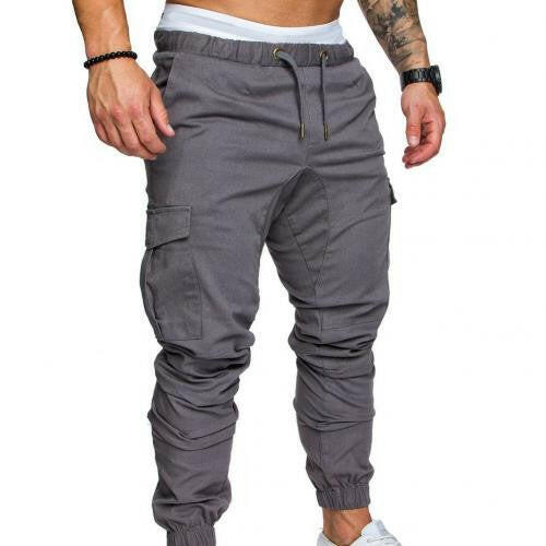 Casual Thin Breathable Tie Drawstring Long Pants Men Casual Solid Color Pockets Waist Drawstring Ankle Tied Skinny Cargo Pantsơ' yuhuv test3333 yuhuv test.