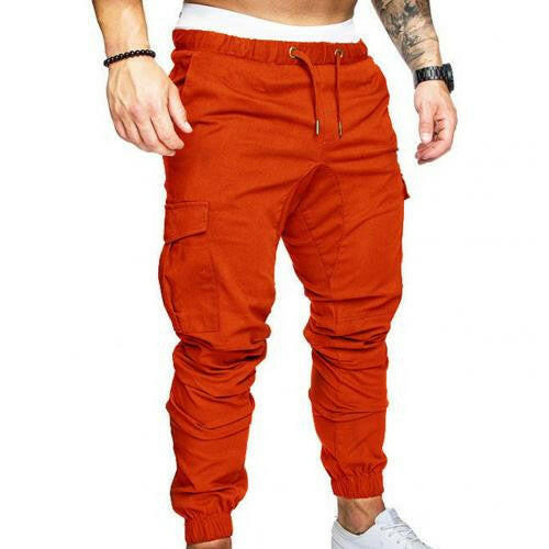 Casual Thin Breathable Tie Drawstring Long Pants Men Casual Solid Color Pockets Waist Drawstring Ankle Tied Skinny Cargo Pantsơ' yuhuv test3333 yuhuv test.