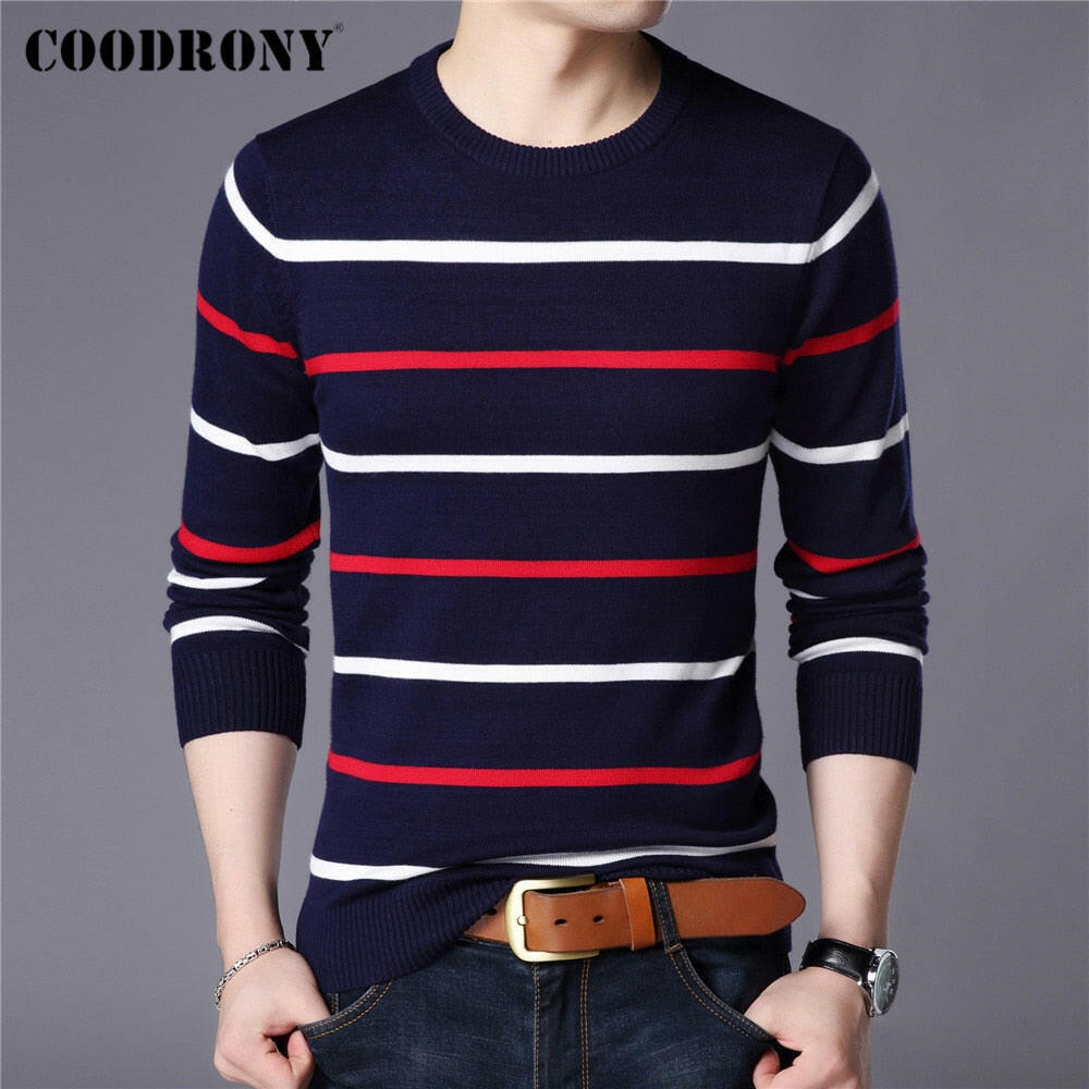 COODRONY Brand Sweater Men Fashion Casual Striped O-Neck Pull Homme Spring Autumn Cotton Knitwear Pullover Clothing Jersey C1003 yuhuv test  yuhuv test022.