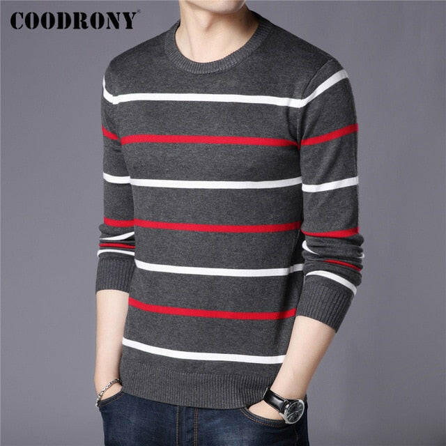 COODRONY Brand Sweater Men Fashion Casual Striped O-Neck Pull Homme Spring Autumn Cotton Knitwear Pullover Clothing Jersey C1003 yuhuv test  yuhuv test022.