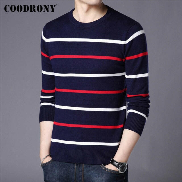 COODRONY Brand Sweater Men Fashion Casual Striped O-Neck Pull Homme Spring Autumn Cotton Knitwear Pullover Clothing Jersey C1003 yuhuv test  yuhuv test022.