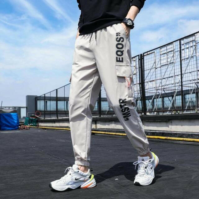 Men's Side Pockets Cargo Harem Pants 2021 Ribbons Black Hip Hop Casual Male Joggers Trousers Fashion Casual Streetwear Pantsơ' yuhuv test3333 yuhuv test.