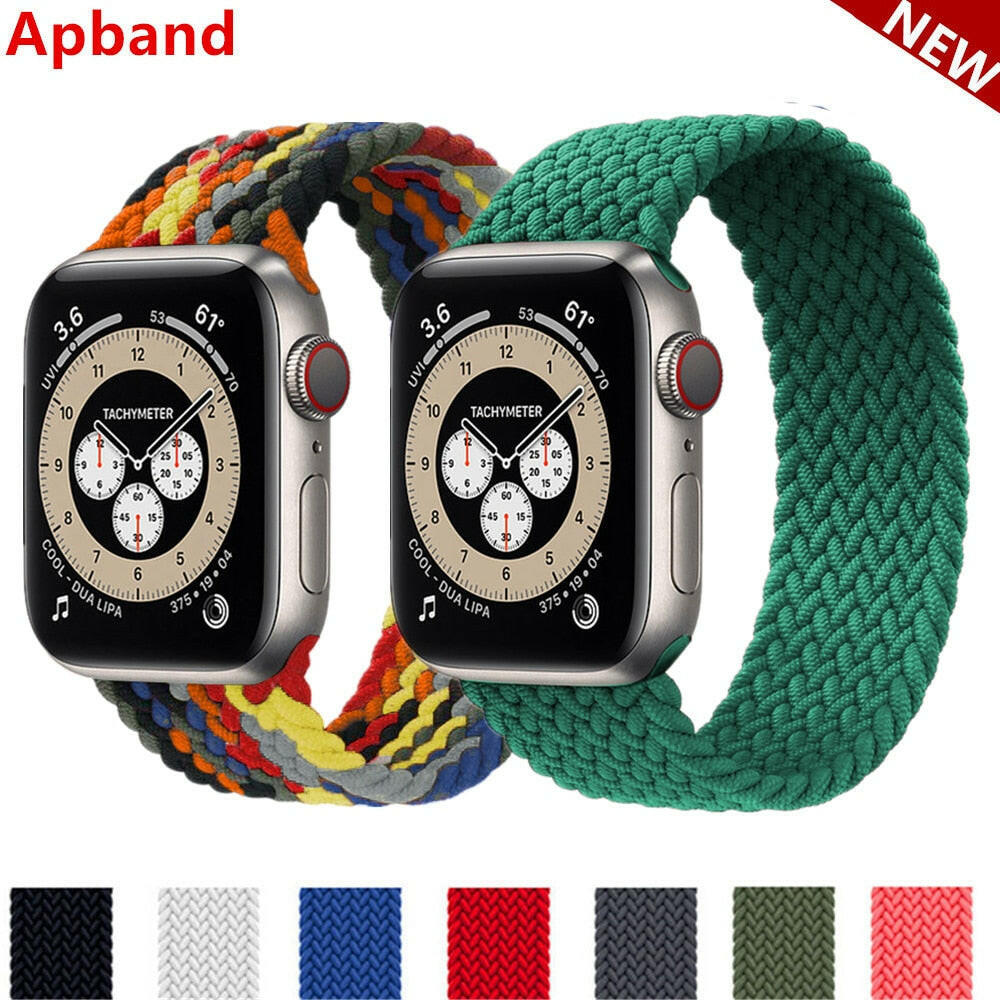 Braided Solo Loop For Apple Watch band 44mm 40mm 42mm 38mm Fabric Nylon Elastic Belt Bracelet iWatch Series 3 4 5 SE 6 Strapơ' yuhuv test3333 yuhuv test.