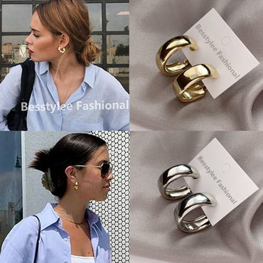 Minimalist Gold/Silver Color Round Earrings for Women Trendy Geometric Drop Statement Earrings Party Fashion Jewelry Giftơ' yuhuv test3333 yuhuv testkk.