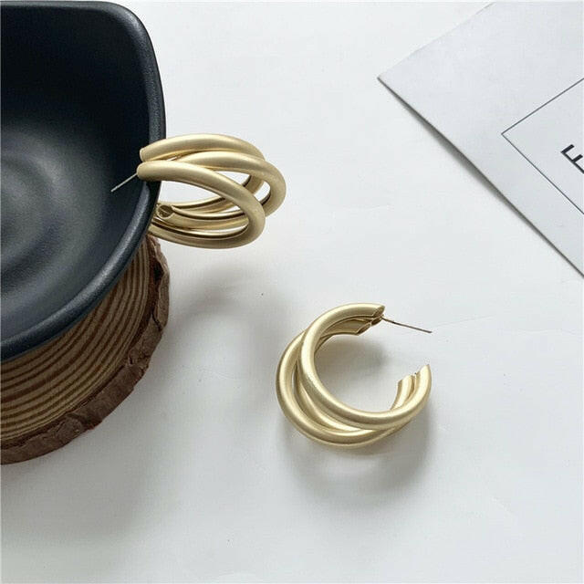 Minimalist Gold/Silver Color Round Earrings for Women Trendy Geometric Drop Statement Earrings Party Fashion Jewelry Gift yuhuv test  yuhuv test022.