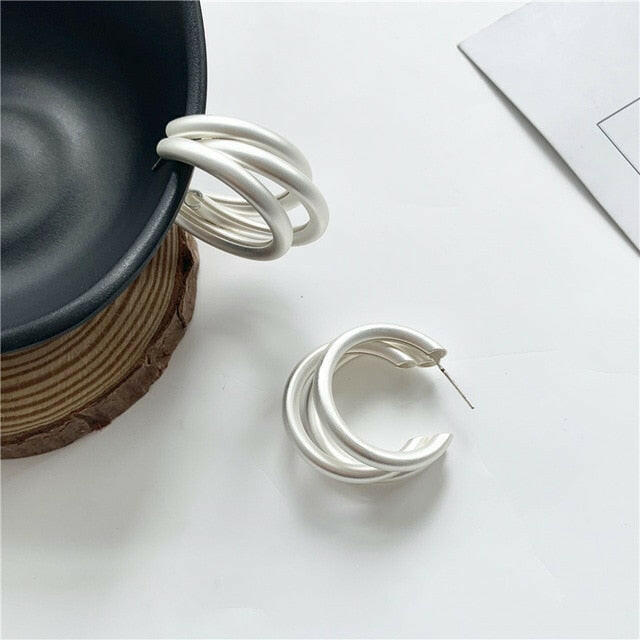 Minimalist Gold/Silver Color Round Earrings for Women Trendy Geometric Drop Statement Earrings Party Fashion Jewelry Gift yuhuv test  yuhuv test022.