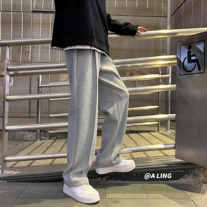 Privathinker Black Solid Color Straight Harem Pants Korean Man Loose Ankle-Length Winter Streetwear Woman Spring Casual Pants yuhuv test  yuhuv test022.