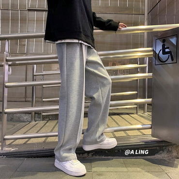 969696  yuhuv test Privathinker Black Solid Color Straight Harem Pants Korean Man Loose Ankle-Length Winter Streetwear Woman Spring Casual Pants yuhuv test aja.