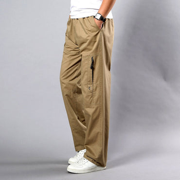 969696  yuhuv test Summer Men's Khaki Pants Large Size Straight Fit Big Sizes 5XL Side Pockets Wide Leg Cotton Black Cargo Pants Work Trousers Male yuhuv test aja.