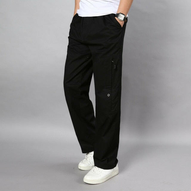 Summer Men's Khaki Pants Large Size Straight Fit Big Sizes 5XL Side Pockets Wide Leg Cotton Black Cargo Pants Work Trousers Male yuhuv test  yuhuv test022.