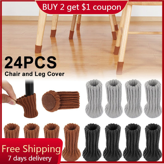 969696 yuhuv test 24PCS Knitted Chair Leg Socks Furniture Table Feet Leg Floor Protectors Covers Floor Protection Pads Moving Noise Reduction yuhuv test aja.