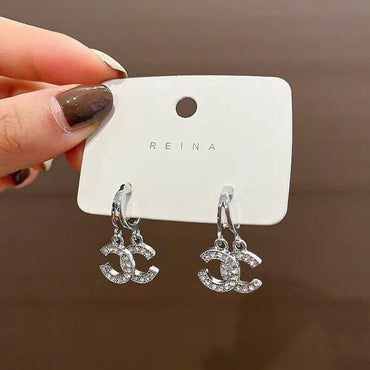 New Double C-Shape Pendant Ear Stud Fashion Gold Color Earrings For Women Simple Female Wedding Trendy Zircon Jewelry EG48ơ' yuhuv test3333 yuhuv testkk.