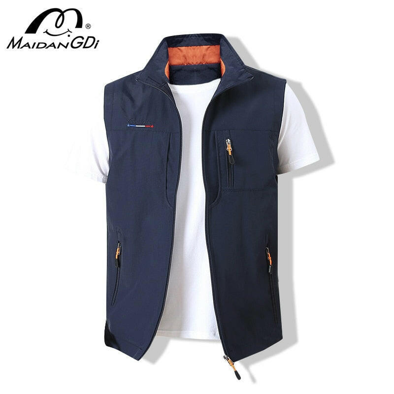 MAIDANGDI Men's Waistcoat  Jackets Vest 2021 Summer New Solid Color Stand Collar  Climbing Hiking Work Sleeveless With Pocket yuhuv test  yuhuv test022.