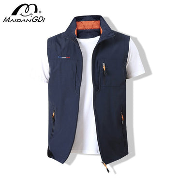 969696  yuhuv test MAIDANGDI Men's Waistcoat  Jackets Vest 2021 Summer New Solid Color Stand Collar  Climbing Hiking Work Sleeveless With Pocket yuhuv test aja.