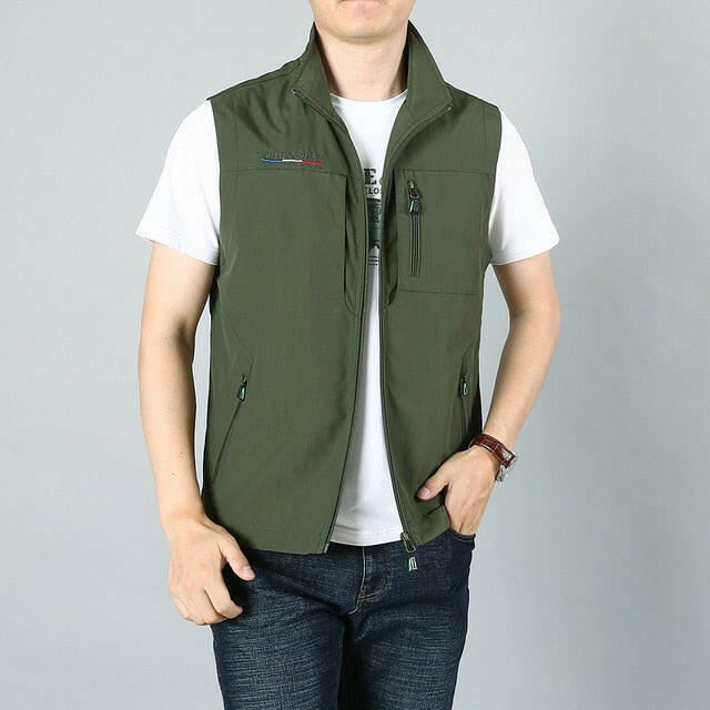 MAIDANGDI Men's Waistcoat  Jackets Vest 2021 Summer New Solid Color Stand Collar  Climbing Hiking Work Sleeveless With Pocket yuhuv test  yuhuv test022.