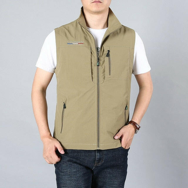 MAIDANGDI Men's Waistcoat  Jackets Vest 2021 Summer New Solid Color Stand Collar  Climbing Hiking Work Sleeveless With Pocket yuhuv test  yuhuv test022.