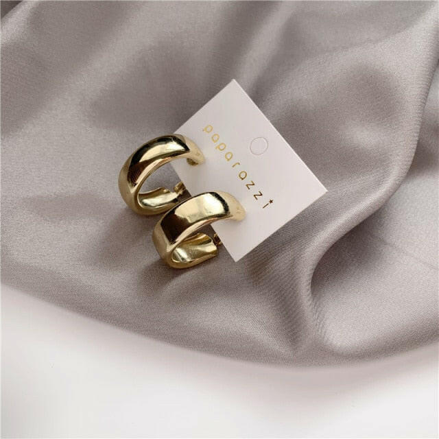 Golden Big hoop Earrings Korean Geometry Metal Gold Earrings For women Female Retro Drop Earrings 2021 Trend Fashion Jewelry yuhuv test  yuhuv test022.