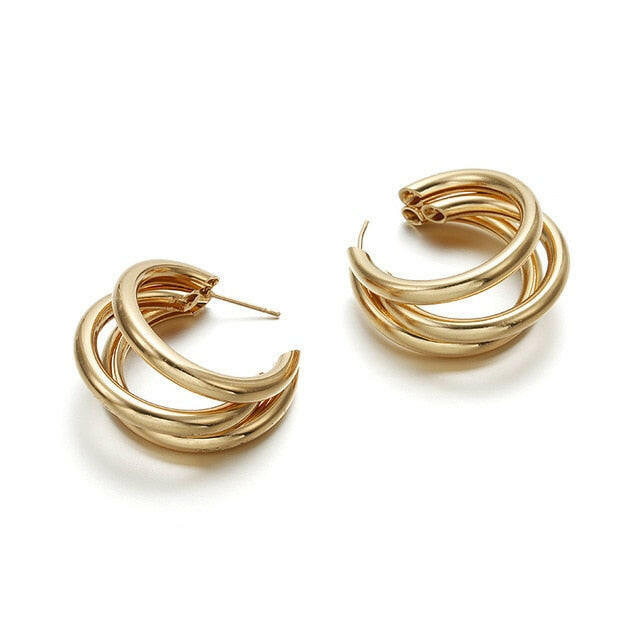 Golden Big hoop Earrings Korean Geometry Metal Gold Earrings For women Female Retro Drop Earrings 2021 Trend Fashion Jewelry yuhuv test  yuhuv test022.