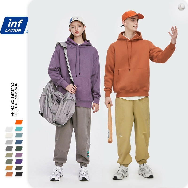 INFLATION Men Solid Color Soft Sweatshirt Set 2020 Winter Warm Fleece Fabric Tracksuit Couple Sweatpant Set Mens Clothing yuhuv test  yuhuv test022.