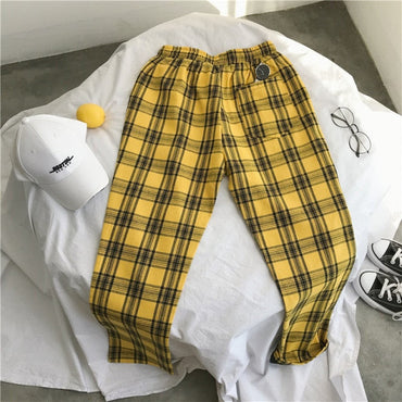 969696  yuhuv test Privathinker Men Women Korean Black Plaid Casual Pants 2021 Mens Streetwear Harem Pants Male Checkered Trousers Plus Size yuhuv test aja.