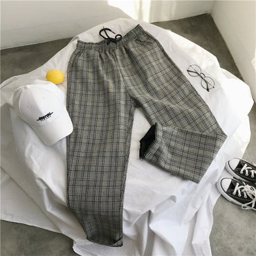 969696  yuhuv test Privathinker Men Women Korean Black Plaid Casual Pants 2021 Mens Streetwear Harem Pants Male Checkered Trousers Plus Size yuhuv test aja.