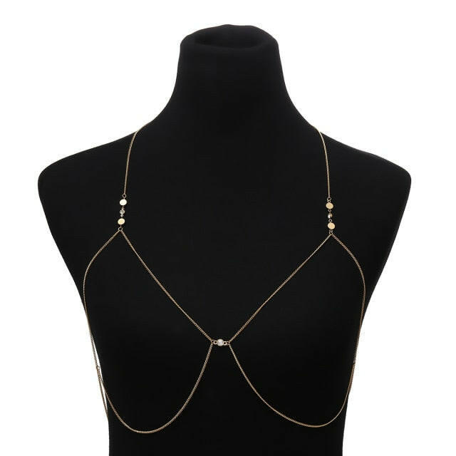 IngeSight.Z Simple Style Chain Necklace Belly Body Chain Fashion Sexy Copper Sequins Body Chain Jewelry for Women Beach Party yuhuv test  yuhuv test022.