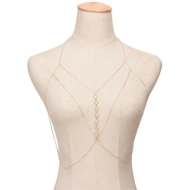 IngeSight.Z Simple Style Chain Necklace Belly Body Chain Fashion Sexy Copper Sequins Body Chain Jewelry for Women Beach Party yuhuv test  yuhuv test022.