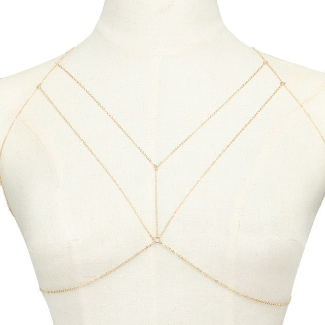 IngeSight.Z Simple Style Chain Necklace Belly Body Chain Fashion Sexy Copper Sequins Body Chain Jewelry for Women Beach Party yuhuv test  yuhuv test022.