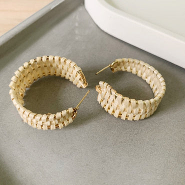 NEW Korea Bamboo Wooden Straw Weave Rattan Knit Vine Geometric Circle Triangle Long Drop Earrings for Women Girl Beach Jewelry yuhuv test  yuhuv test022.