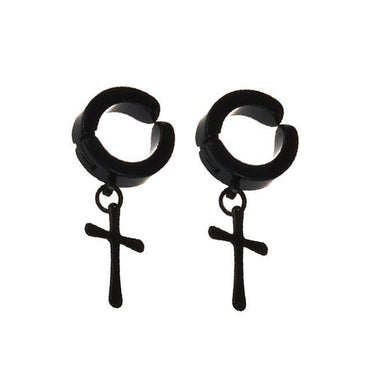 New Popular 1Pair Stainless Steel Ear Stud/Ear Clip Dangle Earrings For Men/Women Punk Black Piercing Fake Earrings Jewelry Giftơ' yuhuv test3333 yuhuv testkk.