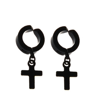 New Popular 1Pair Stainless Steel Ear Stud/Ear Clip Dangle Earrings For Men/Women Punk Black Piercing Fake Earrings Jewelry Giftơ' yuhuv test3333 yuhuv testkk.