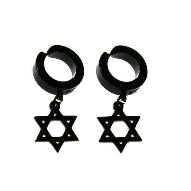 New Popular 1Pair Stainless Steel Ear Stud/Ear Clip Dangle Earrings For Men/Women Punk Black Piercing Fake Earrings Jewelry Gift xccscss.