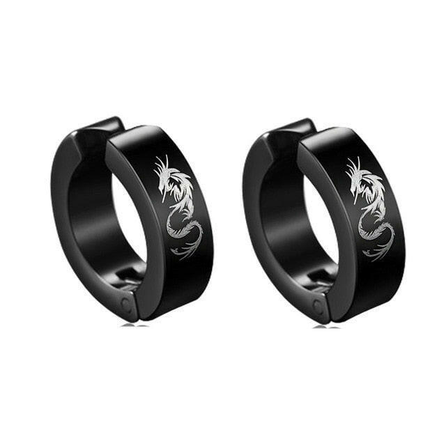 New Popular 1Pair Stainless Steel Ear Stud/Ear Clip Dangle Earrings For Men/Women Punk Black Piercing Fake Earrings Jewelry Gift xccscss.