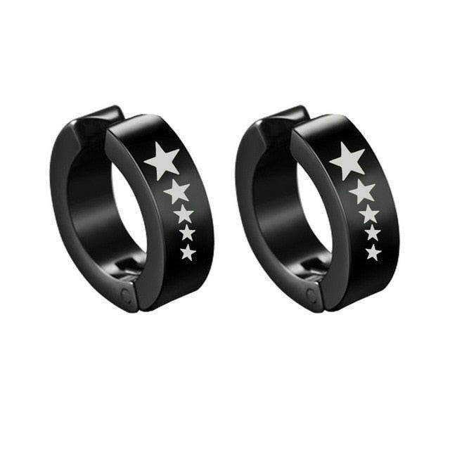 New Popular 1Pair Stainless Steel Ear Stud/Ear Clip Dangle Earrings For Men/Women Punk Black Piercing Fake Earrings Jewelry Gift xccscss.