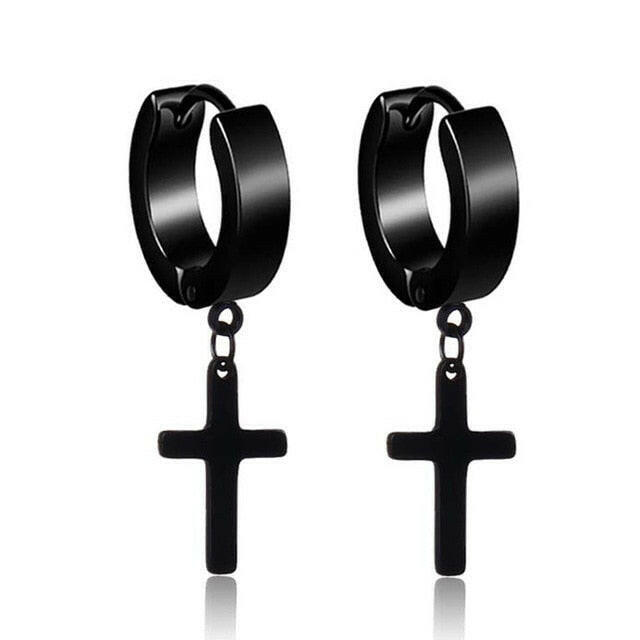 New Popular 1Pair Stainless Steel Ear Stud/Ear Clip Dangle Earrings For Men/Women Punk Black Piercing Fake Earrings Jewelry Gift xccscss.