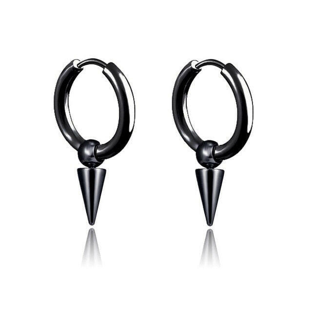 New Popular 1Pair Stainless Steel Ear Stud/Ear Clip Dangle Earrings For Men/Women Punk Black Piercing Fake Earrings Jewelry Gift xccscss.