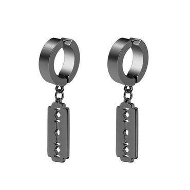 New Popular 1Pair Stainless Steel Ear Stud/Ear Clip Dangle Earrings For Men/Women Punk Black Piercing Fake Earrings Jewelry Gift xccscss.